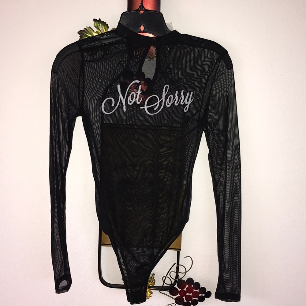 Black Long Sleeve Sheer Not Sorry Bodysuit